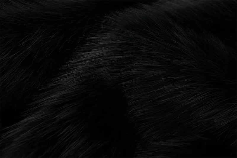 Artificial Fur Effect Polo Collar Jacket Loose Slimming Casual Jacket